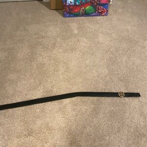 Tory Burch Black and Gold Belt with Minimalist Design